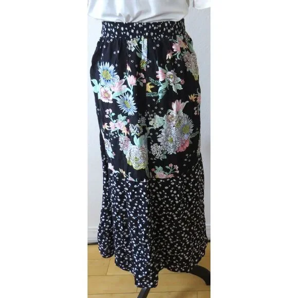 Maaji Black Bouquet Maxi Wrap Skirt Cottagecore/Bohochic  S EUC - Picture 7 of 11